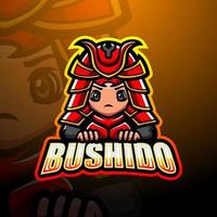 design de logotipo de esport de mascote bushido vetor