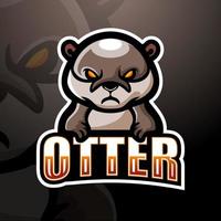 design de logotipo de esport de mascote de lontra vetor