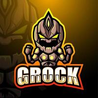 design de logotipo de esport mascote grock vetor