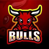 design de logotipo esportivo de mascote red bull vetor