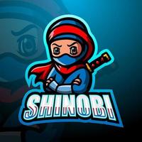 design de logotipo esport de mascote shinobi vetor