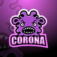 design de logotipo de esport de mascote de vírus corona vetor