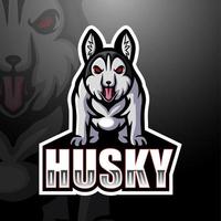 design de logotipo de esport de mascote de cachorro husky vetor