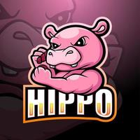 design de logotipo de esporte de mascote de hipopótamo vetor