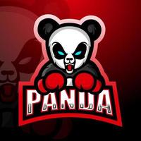 design de logotipo de esport de mascote de boxe panda vetor