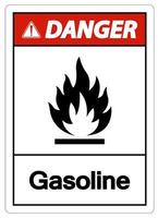 sinal de símbolo de gasolina de perigo no fundo branco vetor