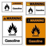 sinal de símbolo de gasolina de advertência no fundo branco vetor
