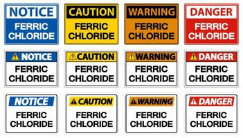 cloreto férrico de sinal de perigo químico no fundo branco vetor