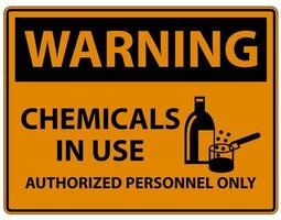 produtos químicos de advertência em sinal de símbolo de uso no fundo branco vetor