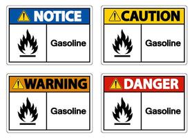 sinal de símbolo de gasolina de perigo no fundo branco vetor