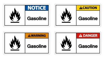 sinal de símbolo de gasolina de perigo no fundo branco vetor