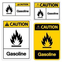 sinal de símbolo de gasolina de cuidado no fundo branco vetor