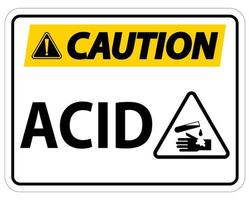 etiqueta sinal de cuidado ácido no fundo branco vetor