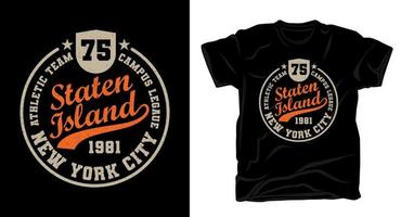 design de camiseta tipografia staten island vetor
