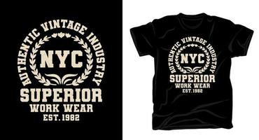 design de t-shirt de tipografia de roupa de trabalho superior de nova york vetor