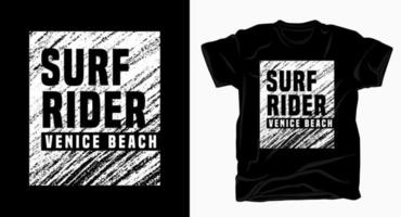 camiseta de textura de tipografia de praia de veneza surf rider vetor