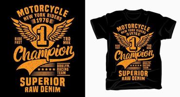 design de tipografia do campeão de nova york da motocicleta para camiseta vetor