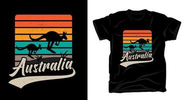 tipografia da austrália com design de camiseta vintage canguru vetor