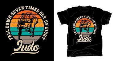 tipografia de judô com design de camiseta vintage de lutadores vetor