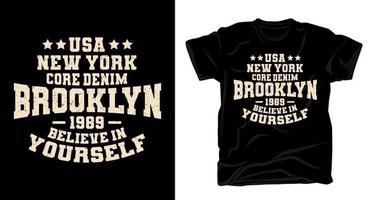 brooklyn new york core design de t-shirt tipografia denim vetor