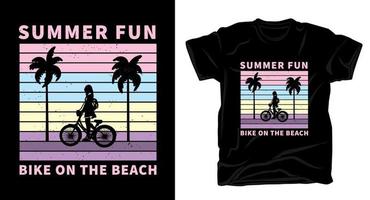 vintage retrô de bicicleta de verão com design de t-shirt de silhueta e tipografia vetor