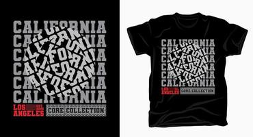 design de tipografia califórnia los angeles para camiseta vetor