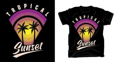 design de tipografia tropical pôr do sol para t-shirt vetor