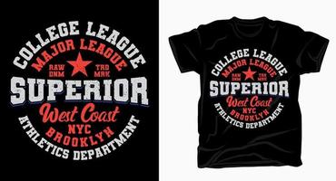 design de tipografia superior da liga universitária para camiseta vetor