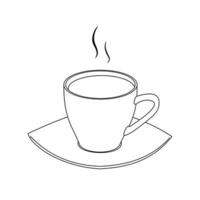 linha de ilustração desenhando uma xícara de café ou chá quente. xícara de café expresso forte italiano ou americano. conceito de café da manhã ou vintage. tenha um bom dia. isolado no fundo branco vetor