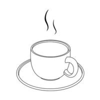 linha de ilustração desenhando uma xícara de café ou chá quente. xícara de café expresso forte italiano ou americano. conceito de café da manhã ou vintage. tenha um bom dia. isolado no fundo branco vetor