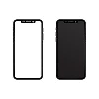 Telefone magro cinzento preto com o papel de parede branco e preto da tela vazia. Ilustração em vetor realista simulada acima. Novo modelo de smartphone. design futurista moderno. Conceito de tecnologia e comunicação.