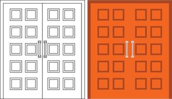 gráfico de ilustração vetorial de vista frontal de porta dupla adequado para o design da sua casa e design de pôster para casa no trabalho arquitetônico vetor