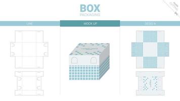 embalagem de caixa e modelo de corte e vinco de maquete vetor