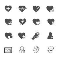 Conjunto de vetor de ícone de coração e cuidados de saúde. Médico e conceito de resgate