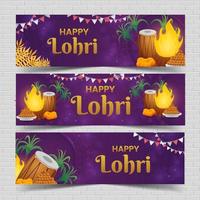 coleção de conjunto de banner do dia de lohri vetor