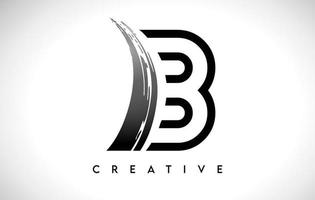 contorno monograma letra b ícone de logotipo de design de pincelada com pincel artístico vetor