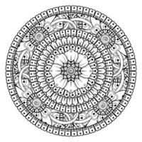 padrão circular em forma de mandala para henna, mehndi, tatuagem, decoração. ornamento decorativo em estilo oriental étnico. página do livro para colorir. vetor