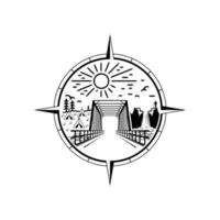 design de logotipo de emblema de ponte vetor