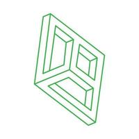 formas de ilusão. geometria 3D. figura verde de ilusão de ótica. logotipo de geometria sagrada. vetor