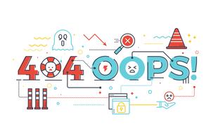 404 oops! palavra para a página do site da internet não encontrada vetor