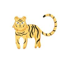 ilustração de tigre engraçado sobre fundo branco. ilustração em vetor animal fofo para design de impressão