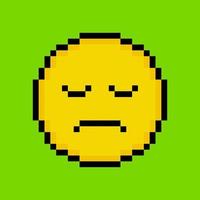 emoticon amarelo em estilo pixel art vetor