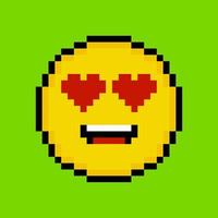 emoticon amarelo em estilo pixel art vetor