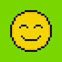 emoticon amarelo em estilo pixel art vetor