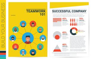 Modelo de capa de livro de conceito de trabalho em equipe vetor