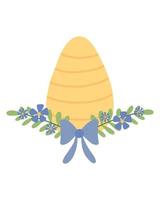 ilustração em vetor de um ovo de páscoa. ovo de páscoa amarelo com flores. conceito de páscoa. cartão postal para a páscoa.