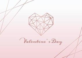 cartão de feliz dia dos namorados com coração geométrico de ouro rosa, conceito de amor e espaço de cópia. ilustração vetorial vetor