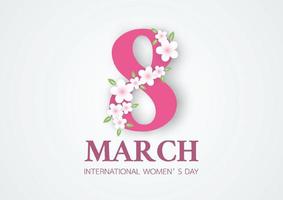 feliz dia da mulher 8 de março com modelo de fundo de flor rosa para o dia internacional da mulher. ilustração vetorial. vetor