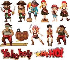 conjunto de personagens de desenhos animados piratas vetor