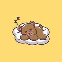 ilustração de desenho animado de mascote de urso adormecido fofo vetor